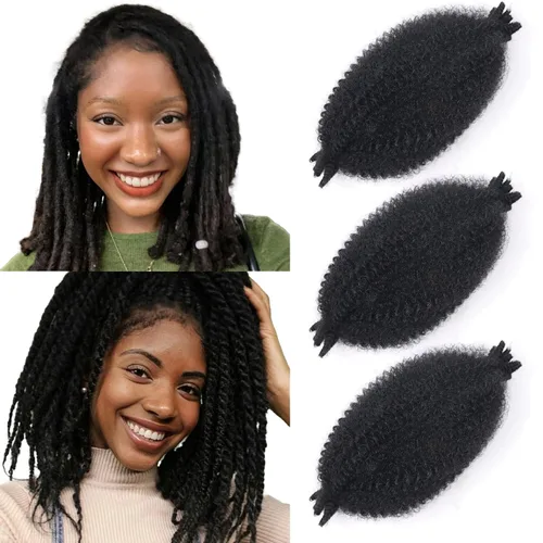 Miniatura 62 de 3 paquetes de cabello trenzado Marley Twist de 8 pulgadas, cabello afro twist elástico preseparado para rastas suaves de imitación, cabello