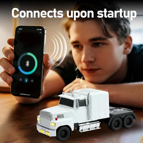 Miniatura 2 de WSTER American Truck Altavoz Bluetooth, modelo de coche retro, inalámbrico portátil con sonido estéreo HD, emparejamiento TWS, reproducción Blanco