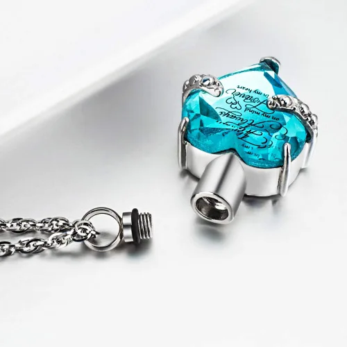 Miniatura 5 de XIUDA Collar de urna de cristal con piedra natal, colgante de recuerdo conmemorativo, soporte de ceniza, joyería de cremación para cenizas