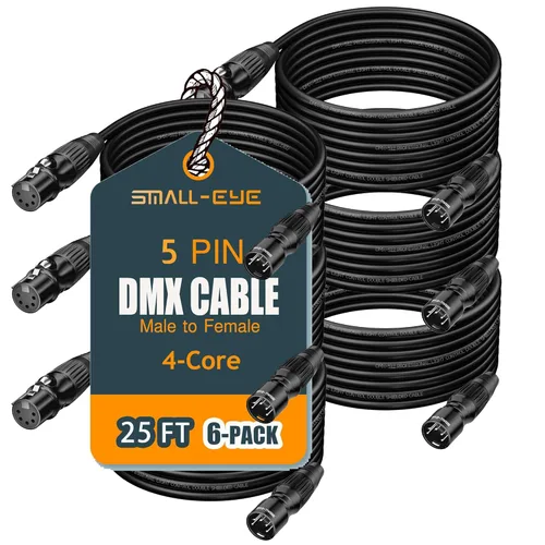 Miniatura 14 de SMALL-EYE Cable DMX de 5 pines de 3 pies, paquete de 8 – Cable de iluminación de escenario macho a hembra de 4 núcleos DMX512 (3 pies)