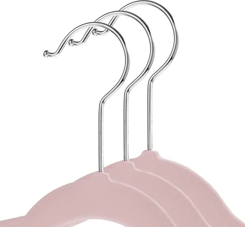 Miniatura 2 de Casafield 100 perchas de terciopelo para niños, tamaño de 14 pulgadas para ropa infantil, color rosa claro