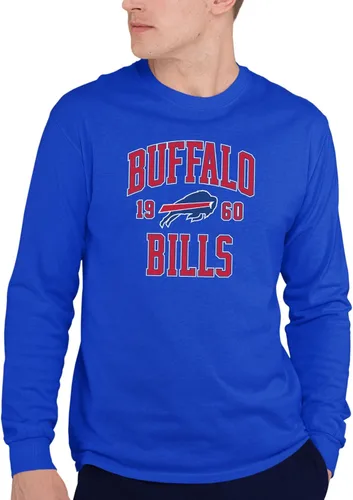 Hybrid Sports NFL - Buffalo Bills - Established - Camisa de manga larga para hombre y mujer, talla XL, Buffalo Bills, azul rey