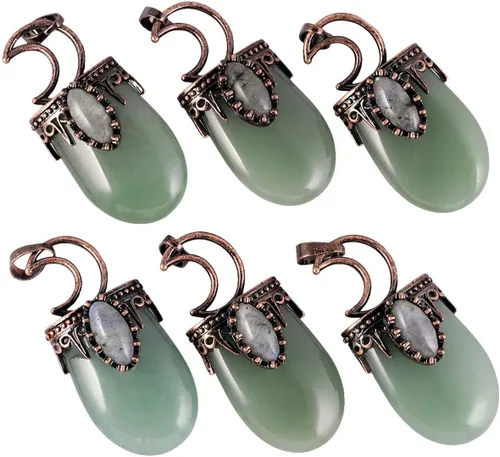 Miniatura 3 de Nupuyai Colgante de piedra de cristal curativo vintage para mujeres y hombres, collar único de luna ovalada, joyería de labradorita