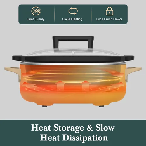 Miniatura 5 de Olla de Cocción Lenta Programable de 6 Cuartos con Recipiente Antiadherente Saludable Extraíble - Pequeño Electrodoméstico de Cocina para Cenas