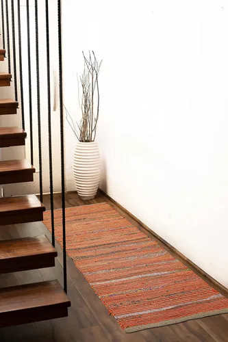 Miniatura 6 de Chardin home Alfombra de pasillo de yute y algodón óxido, alfombra reversible tejida a mano de 2 x 5 pies, decoración rústica de yute naranja