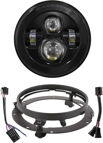 Miniatura 9 de XPCTD - Faro delantero LED de motocicleta de 7 pulgadas con lámparas de niebla de 4.5" compatibles con Harley Davidson Street Glide Road King Negro