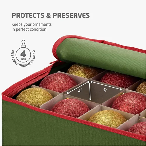 Miniatura 8 de ZOBER - Caja grande para guardar adornos navideños, con capacidad para 54 adornos y separadores, recipientes de tela no tejida y duraderos