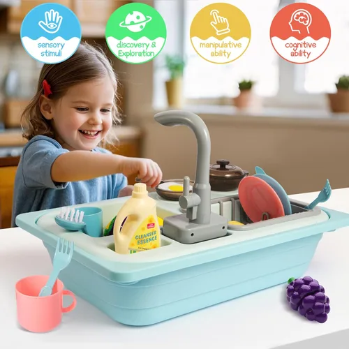 Miniatura 4 de Asweets Juguetes de fregadero de cocina que cambian de color, juguetes para fregadero para niños pequeños con agua corriente, juguetes de juego