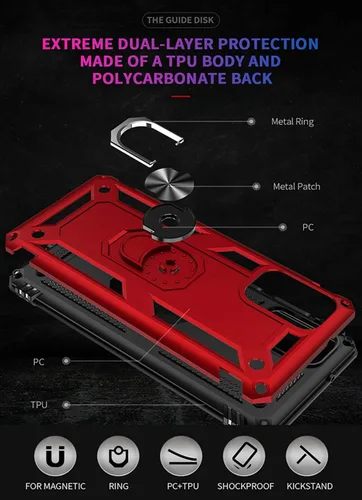Miniatura 5 de Funda para Galaxy Note 10 Lite - Soporte magnético para anillo de coche Soporte Kickstand Defender Funda protectora para Samsung Galaxy Note 10 Lite