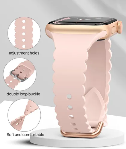Miniatura 6 de Sunnywoo Correa Deportiva de Silicona con Encaje Compatible con Apple Watch 38mm 40mm 41mm 42mm 44mm 45mm 46mm 49mm para Mujeres, Correa de Repuesto