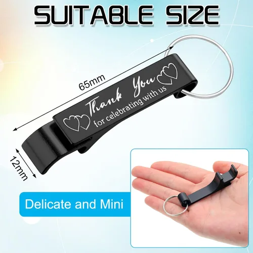 Miniatura 5 de Dandat 100 llaveros para abridor de botellas, regalos de boda de agradecimiento para invitados, abridor de cerveza de vino de aluminio, grabado