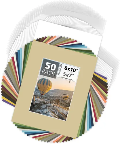 Miniatura 37 de Mat Board Center, paquete de 25 alfombrillas fotográficas de 8 x 10 pulgadas + respaldo + bolsa, kit de exhibición de tablero precortado para fotos