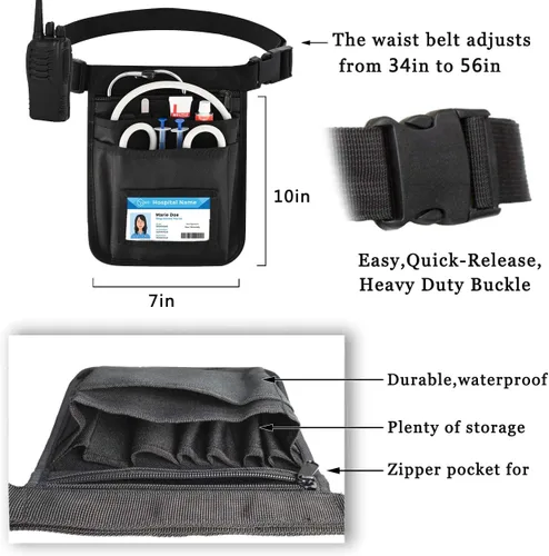 Miniatura 2 de Riñonera de enfermera médica, cinturón de herramientas de enfermería para mujeres, bolsas de enfermería para suministros de trabajo con organizador
