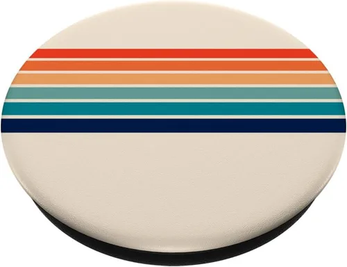 Miniatura 2 de Diseño abstracto de rayas retro de los años 70, diseño vintage con texto "Love PopSockets", agarre y soporte para teléfonos y tabletas, Negro