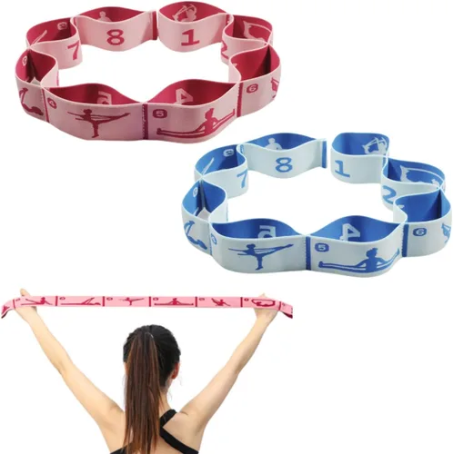 Miniatura 8 de Correa elástica de estiramiento para yoga con bucles, correas de estiramiento CEILIWEN para terapia física, banda elástica de estiramiento de 11