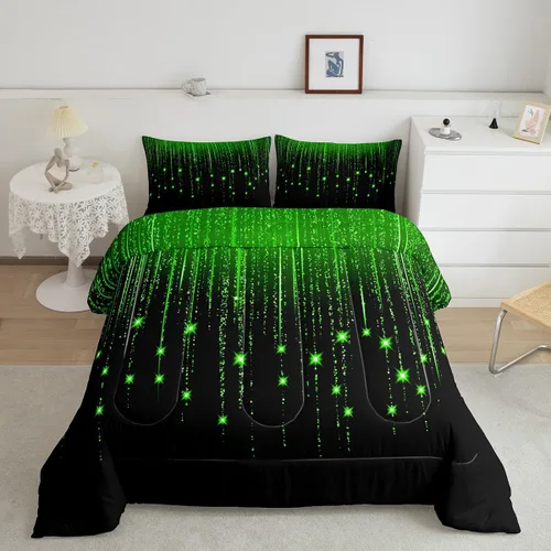 Miniatura 12 de Feelyou - Juego de edredón abstracto ombre, color azul y negro, juego de cama para adolescentes, para niños, mujeres y jóvenes, juego de edredón