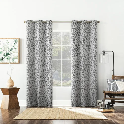 Miniatura 6 de Sun Zero Satti Panel de cortina 100% opaca con ojales bordados, perla/gris, 40 pulgadas de ancho x 84 pulgadas de largo (1 panel)