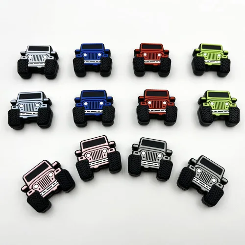 Miniatura 3 de 12 cuentas focales de silicona con forma de camión de dibujos animados para hacer joyas, pulseras y llaveros