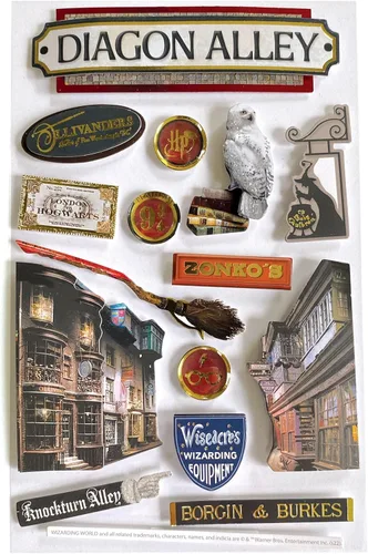 Paper House Productions Hoja de adhesivos de álbum de recortes 3D troquelados de Harry Potter - Diagon Alley Callejón Diagon
