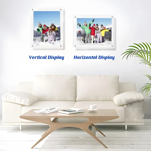Miniatura 2 de 2 Pack 8.5x11 Marco de Fotos Flotante de Acrílico para Montar en Pared, Marco de Fotos Magnético Transparente para Obras de Arte de Niños Cambiable