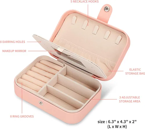 Miniatura 3 de Paquete de 3 cajas de joyería cajas de joyería para mujeres y organizador de joyas de viaje con espejo y caja de joyería pequeña caja organizadora