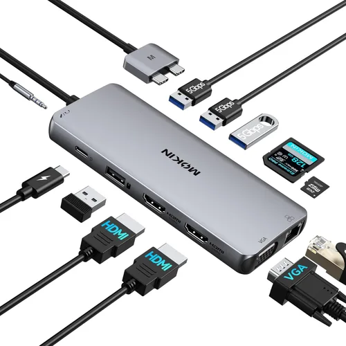 Miniatura 10 de Hub USB C para MacBook Pro/Air, Mac Dongle con 3 puertos USB, USB C a HDMI, USB C a RJ45 Ethernet, MOKiN 8 en 1 USB C a HDMI, carga PD de 100 W