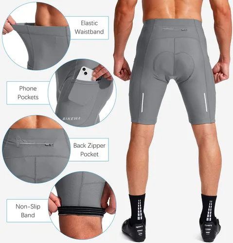 Miniatura 5 de Pantalones cortos de ciclismo para hombre con acolchado 3D para ciclismo de carretera, ciclismo de montaña, ciclismo UPF 50+, bolsillos