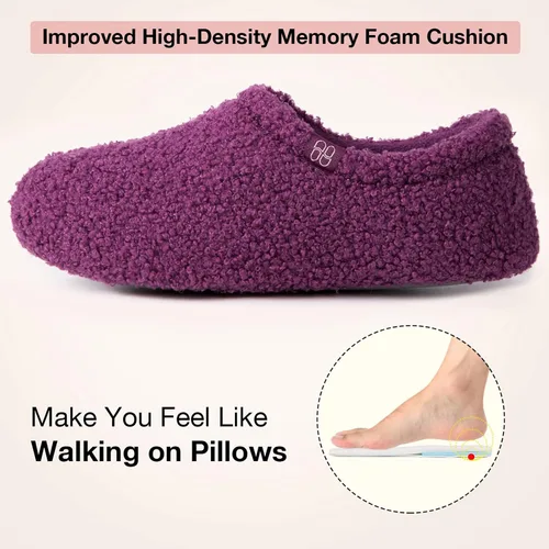 Miniatura 4 de HomeTop Mocasines de espuma viscoelástica de piel rizada y mullida con forro polar