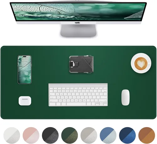 Miniatura 28 de Tapete protector para escritorio y mouse, antideslizante, de piel sintética, tapete impermeable de escritura para laptop, para oficina y hogar