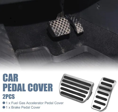 Miniatura 2 de X AUTOHAUX 2 unids pedal de freno pedal acelerador gas cubierta para Volvo XC60 2010-2017 tono plateado