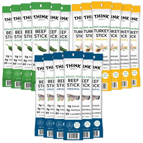 Miniatura 17 de Think Jerky Palitos de Carne de Res con Jalapeño, Sin Gluten y Sin Azúcar, Sin Nitratos, Apto para Keto y Paleo, Snack de Carne Alto en Proteínas