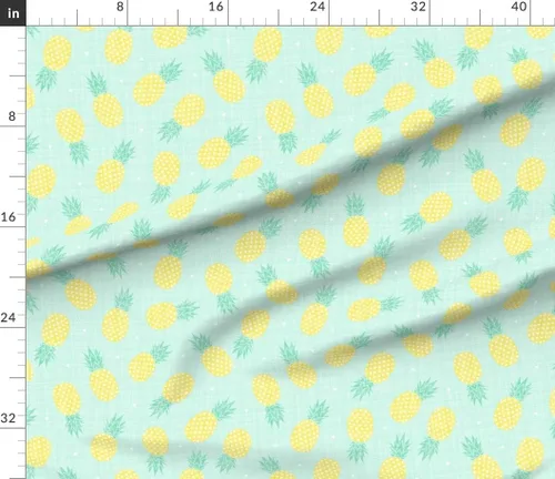 Miniatura 3 de Spoonflower Tela: textura de piña, triángulos de menta amarilla, piñas, alimentos, cocina, estampado en pétalos, tela de algodón distintiva por The