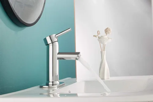 Miniatura 6 de Grifo de lavabo de baño negro a juego con desagüe desplegable con desbordamiento de una sola manija de un agujero, grifo de baño de latón para baño