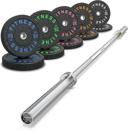 Miniatura 19 de HANDBODE Olympic High-Bounce Bumper Plates Bench Press Barbell Weights Set 2 - Inch, 10-55 lb Rubber Weight Sets for Home Gym, Strength Training