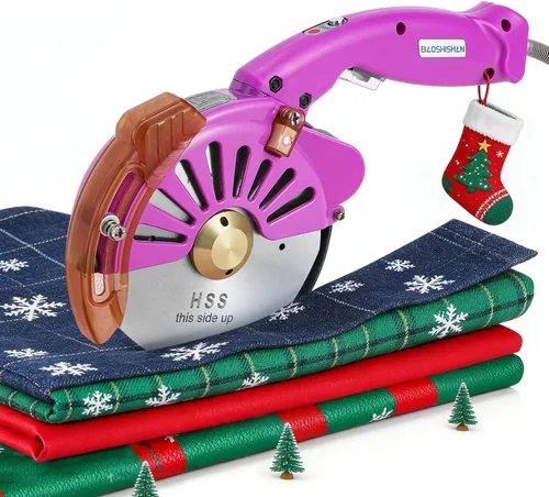 Miniatura 10 de BAOSHISHAN - Tela eléctrica inalámbrica y recargable giratoria, velocidad ajustable 2 x 2500mAh Battery, Round Blade Fabric Cutting Machine for