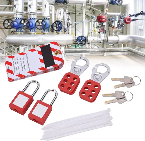 Miniatura 2 de Kit de etiquetado de bloqueo eléctrico, cerrojo de etiqueta Loto cerraduras de candado Conjunto de candado a prueba de herrumbre Equipo de energía