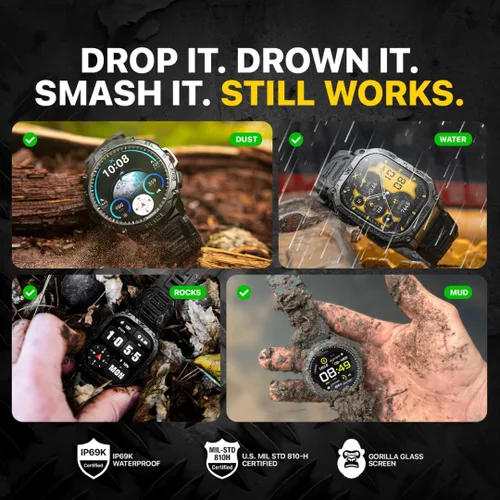Miniatura 4 de Reloj inteligente CARBINOX Blaze con GPS – Rastreadores de fitness resistentes, impermeable IP69K, más de 170 modos deportivos, vidrio Gorilla