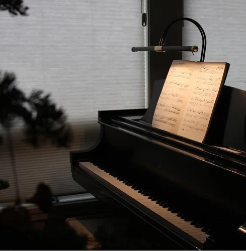 Miniatura 5 de Cocoweb - lámpara de piano de cola de LED de 22" en negro con acentos de níquel satinado y clip de atenuación - ajustable - LED - brillante - se