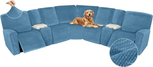 Miniatura 559 de Arfntevss Fundas de sofá seccional reclinable de terciopelo, Funda de sofá seccional de esquina para sofá reclinable, Funda elástica suave
