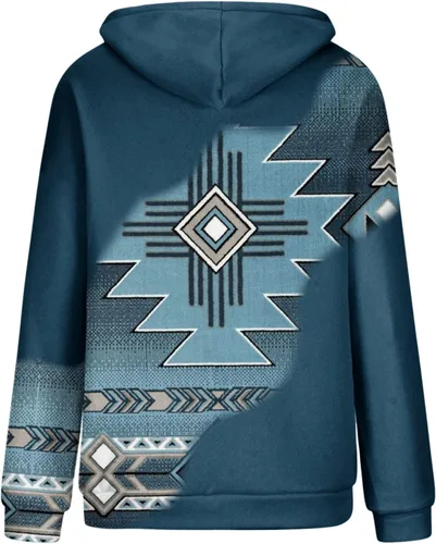 Miniatura 13 de Sudaderas con capucha azteca occidental para mujer, sudaderas de manga larga con gráficos vintage, camisetas de vaquera, ropa 2023