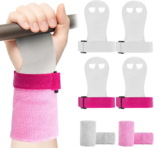 Miniatura 11 de 2 pares de agarres de mano de gimnasia, equipo de gimnasia para niños, juegos de pulseras de gimnasia, guantes de agarre de barra de gimnasia