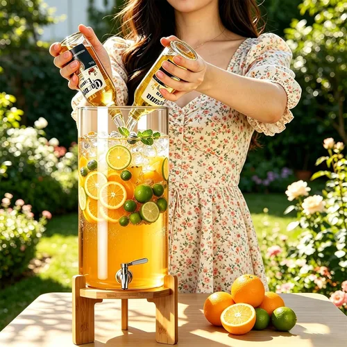Miniatura 3 de Dispensador de bebidas, dispensador de bebidas de vidrio de 2.1 galones con soporte, dispensador de agua de vidrio con espita, dispensadores