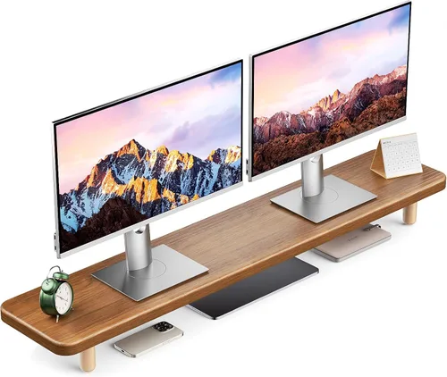 Miniatura 9 de Soporte Dual para Monitor - Elevador de Soporte para Monitor de Madera Grande de 39 Pulgadas, Soporta 220 libras Soporte Ultra Fuerte para 2