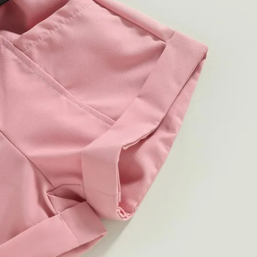 Miniatura 61 de TheFound Trajes de verano para niñas pequeñas, sin mangas, de punto acanalado, halter, pantalones cortos, ropa para recién nacidos, conjunto de 3