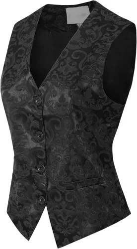 Miniatura 2 de Design by Olivia Chaleco de esmoquin con cuello en V y botones para mujer