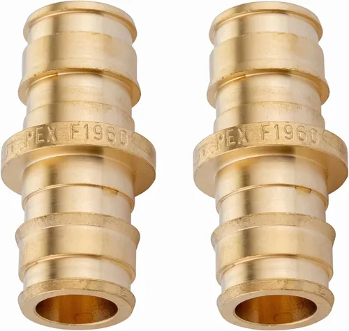 Paquete de 2 accesorios de latón EFIELD Pex A de expansión de flujo completo, acoplamiento recto de 1 x 1 pulgada, solo para conexión de tubería