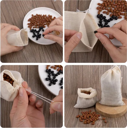 Miniatura 3 de AUEAR, Bolsas de sopa de algodón reutilizables con cordón para café, medicina china, bolsa de té, colar hierbas, estopilla, caldo de huesos, 4"x6