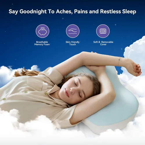 Miniatura 8 de Almohada cervical para el alivio del dolor - Almohada refrescante para dormir de lado, almohada ergonómica de espuma viscoelástica para el soporte