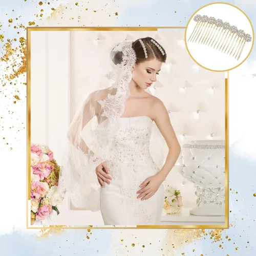 Miniatura 4 de Geosar 4 peines laterales de aleación de diamantes de imitación para el cabello, clips de flores de cristal, peine de boda, clips de joyería