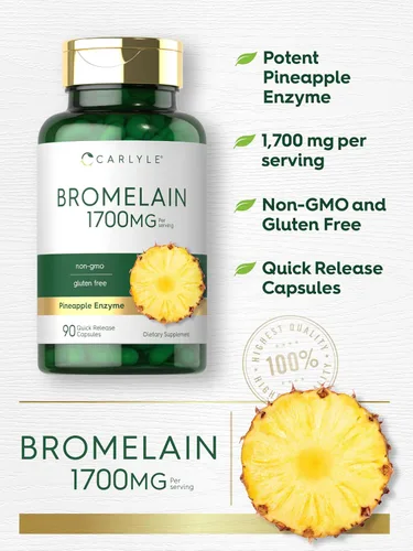 Miniatura 4 de Carlyle - Bromelaína 1700 mg 90 cápsulas Suplemento de enzima de piña Sin OMG y sin gluten